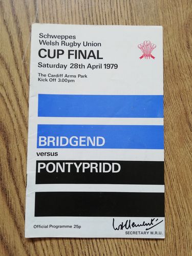 Bridgend v Pontypridd Apr 1979 Schweppes Cup Final
