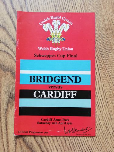 Bridgend v Cardiff 1981 Schweppes Cup Final