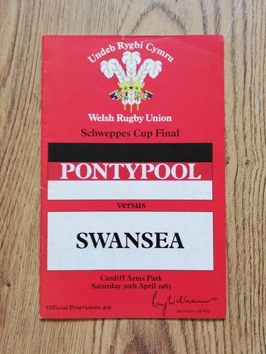 Pontypool v Swansea 1983 Schweppes Cup Final Rugby Programme