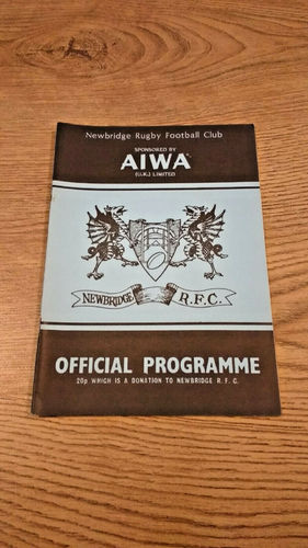 Newbridge v Cardiff Jan 1985 Schweppes Cup Rugby Programme
