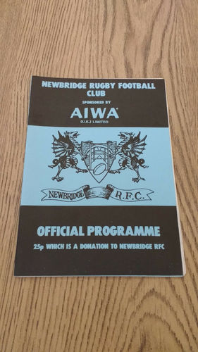Newbridge v Bridgend Sept 1985 Rugby Programme