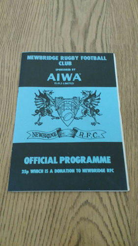Newbridge v Tredegar Dec 1985 Rugby Programme