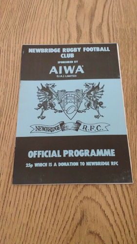 Newbridge v Cwmbran Apr 1986 Rugby Programme