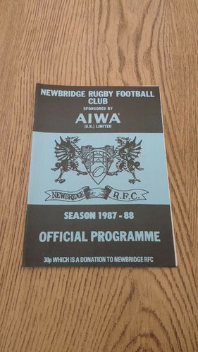 Newbridge v Bath Nov 1987 Rugby Programme