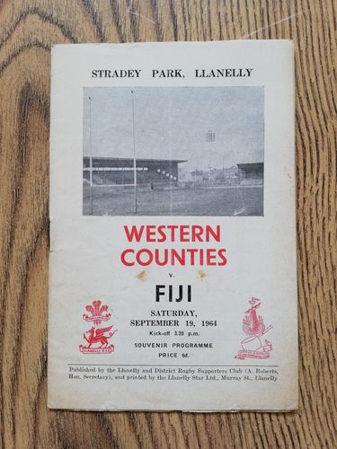 Western Counties of Wales v Fiji Sept 1964 Rugby Programme