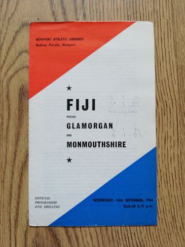 Glamorgan & Monmouthshire v Fiji Sept 1964 Rugby Programme