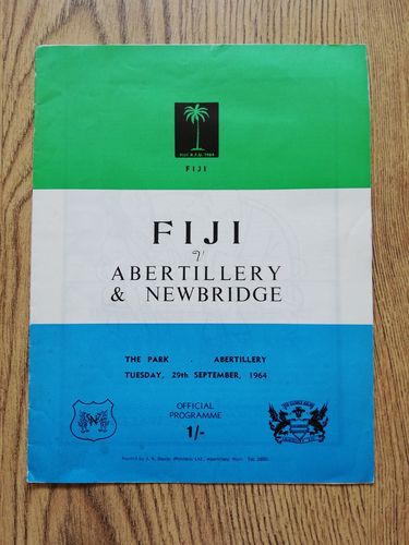 Abertillery & Newbridge v Fiji Sept 1964 Rugby Programme
