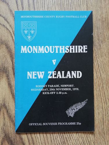 Monmouthshire v New Zealand Nov 1978 Rugby Programme