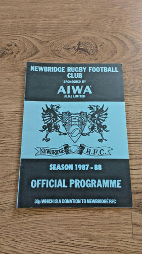 Newbridge v Exeter Feb 1988 Rugby Programme