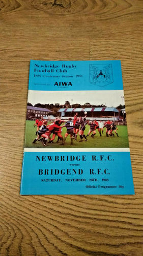 Newbridge v Bridgend Nov 1988 Rugby Programme