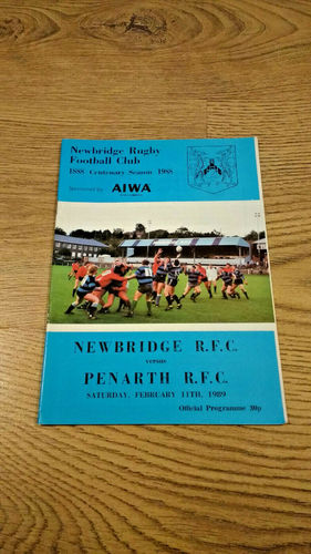 Newbridge v Penarth Feb 1989 Rugby Programme