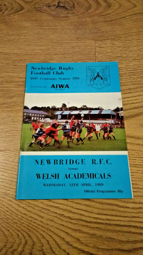 Newbridge v Welsh Academicals Apr 1989 Rugby Programme