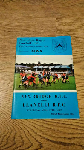 Newbridge v Llanelli Apr 1989 Rugby Programme
