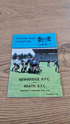 Newbridge v Neath Nov 1989 Rugby Programme
