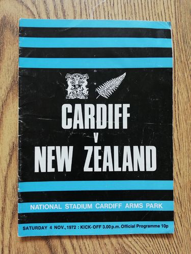 Cardiff v New Zealand Nov 1972 Rugby Programme