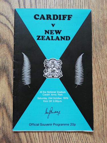 Cardiff v New Zealand 1978 Rugby Programme