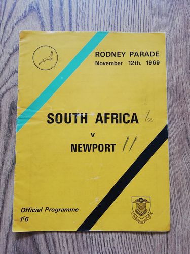 Newport v South Africa Nov 1969 Rugby Programme