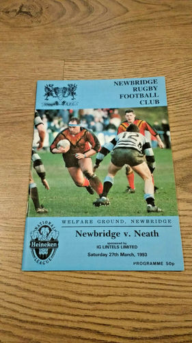 Newbridge v Neath Mar 1993 Rugby Programme