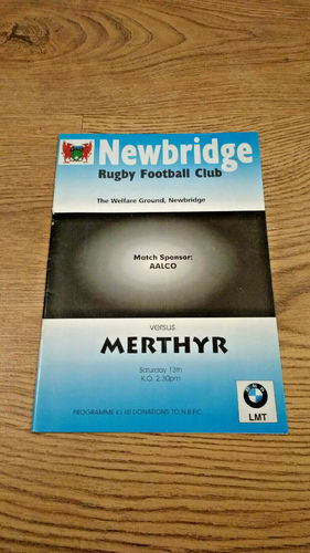 Newbridge v Merthyr Feb 1999 Rugby Programme