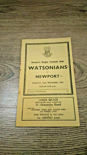 Newport v Watsonians Dec 1967