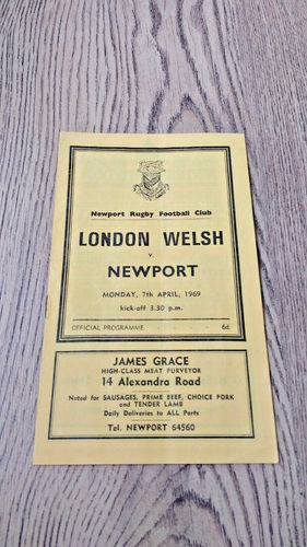 Newport v London Welsh Apr 1969 Rugby Programme