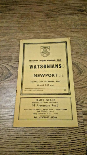 Newport v Watsonians Dec 1969