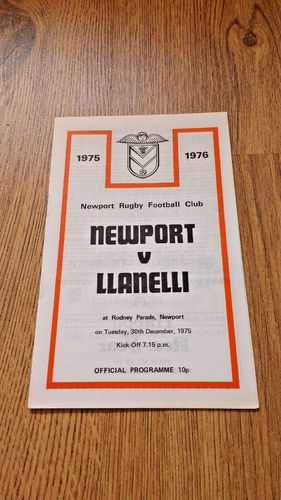 Newport v Llanelli Dec 1975 Rugby Programme