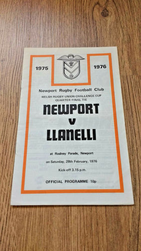 Newport v Llanelli Feb 1976 Rugby Programme