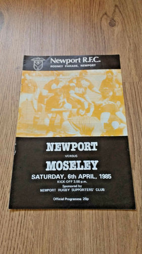 Newport v Moseley Apr 1985 Rugby Programme