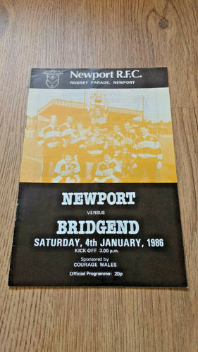 Newport v Bridgend Jan 1986 Rugby Programme