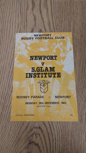 Newport v South Glamorgan Institute Dec 1983 Rugby Programme