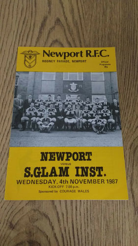 Newport v South Glamorgan Institute Nov 1987 Rugby Programme