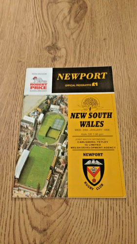 Newport v New South Wales Jan 1996 Rugby Programme