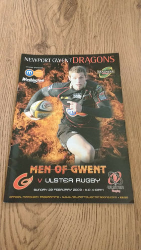 Newport v Ulster Feb 2009 Rugby Programme