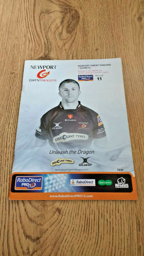 Newport v Ospreys Dec 2012 Rugby Programme