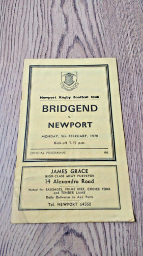 Newport v Bridgend Feb 1970 Rugby Programme