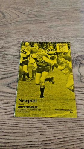 Newport v Nottingham Dec 1988 Rugby Programme