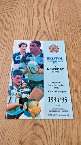 Bristol v Newport Dec 1994 Rugby Programme