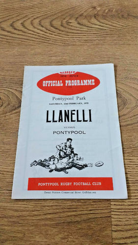 Pontypool v Llanelli Feb 1975 Rugby Programme