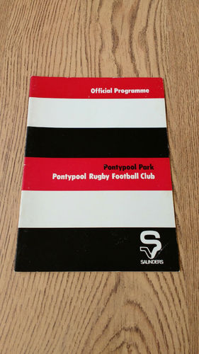 Pontypool v Newport Apr 1980 Rugby Programme