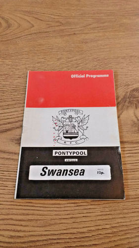 Pontypool v Swansea Sept 1981 Rugby Programme
