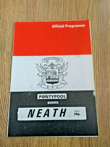 Pontypool v Neath Nov 1981 Rugby Programme