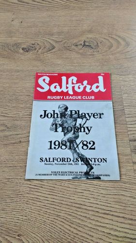 Salford v Swinton Nov 1981 JP Trophy Quarter Final Rugby League Programme