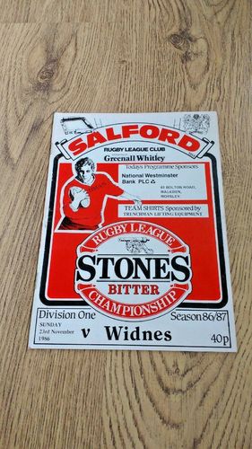 Salford v Widnes Nov 1986 Rugby League Programme