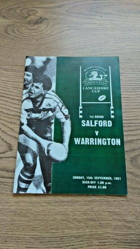 Salford v Warrington Sept 1991 Lancashire Cup Rugby League Programme