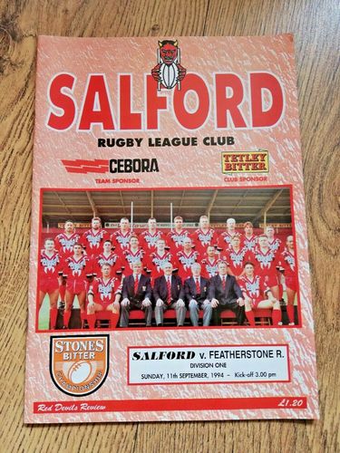 Salford v Featherstone Sept 1994 Rugby League Programme