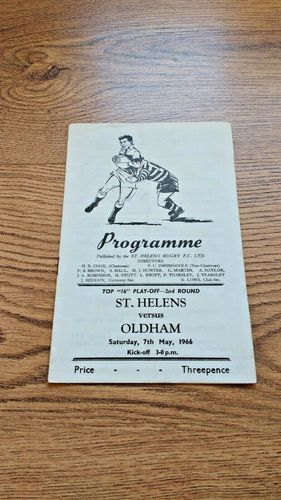 St Helens v Oldham May 1966 Top 16 Playoff Rugby League Programme