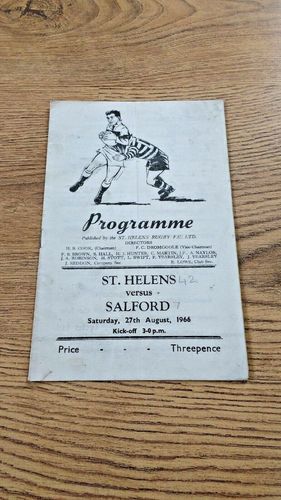 St Helens v Salford Aug 1966 Rugby League Programme