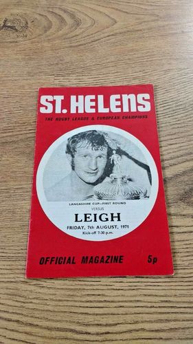St Helens v Leigh Aug 1971 Lancashire Cup Rugby League Programme