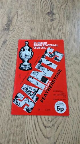 St Helens v Featherstone Nov 1972 Players No6 Trophy RL Programme